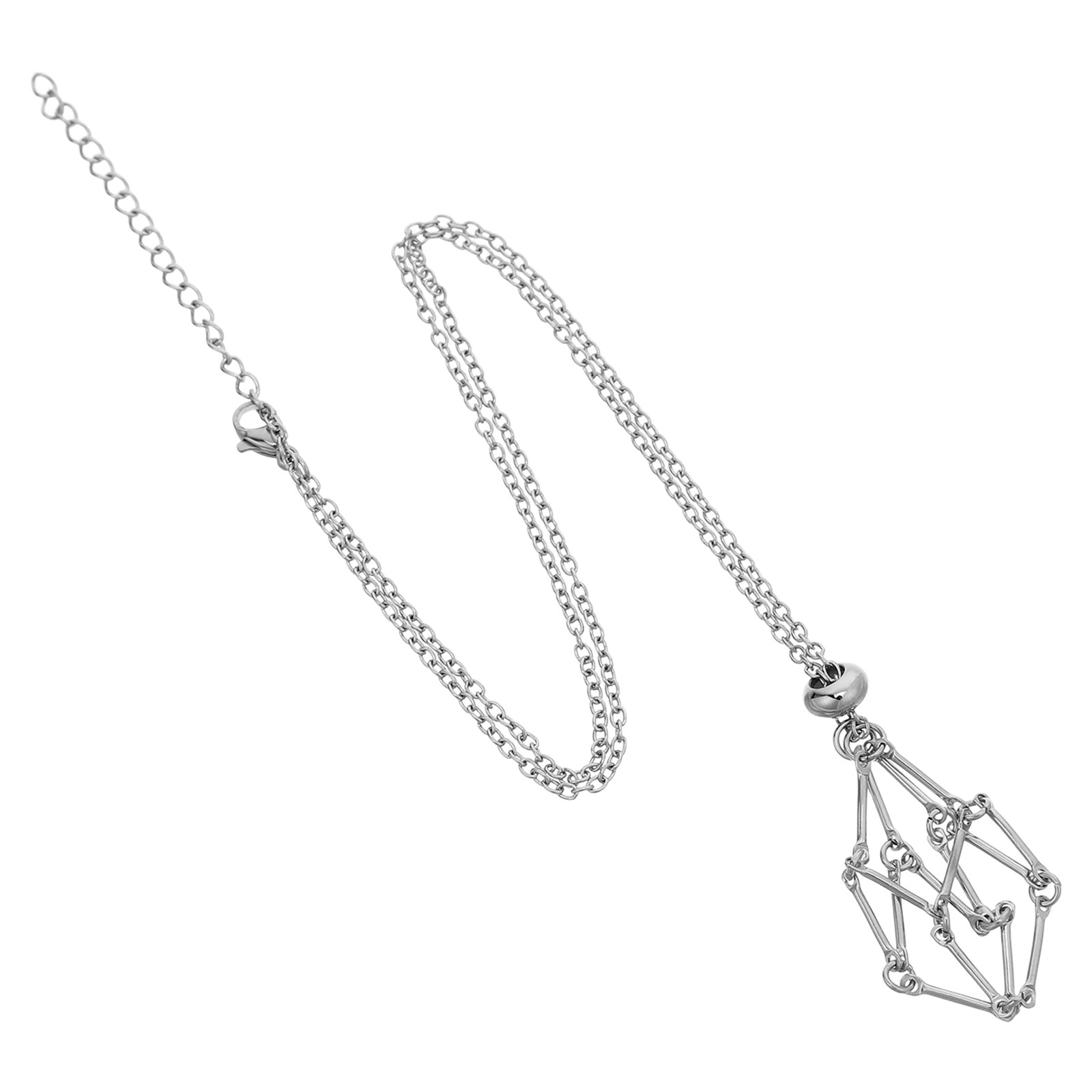 Crystal Pendant Necklace Natural Stone - Collier porte-cristaux en acier inoxydable, pendentif
