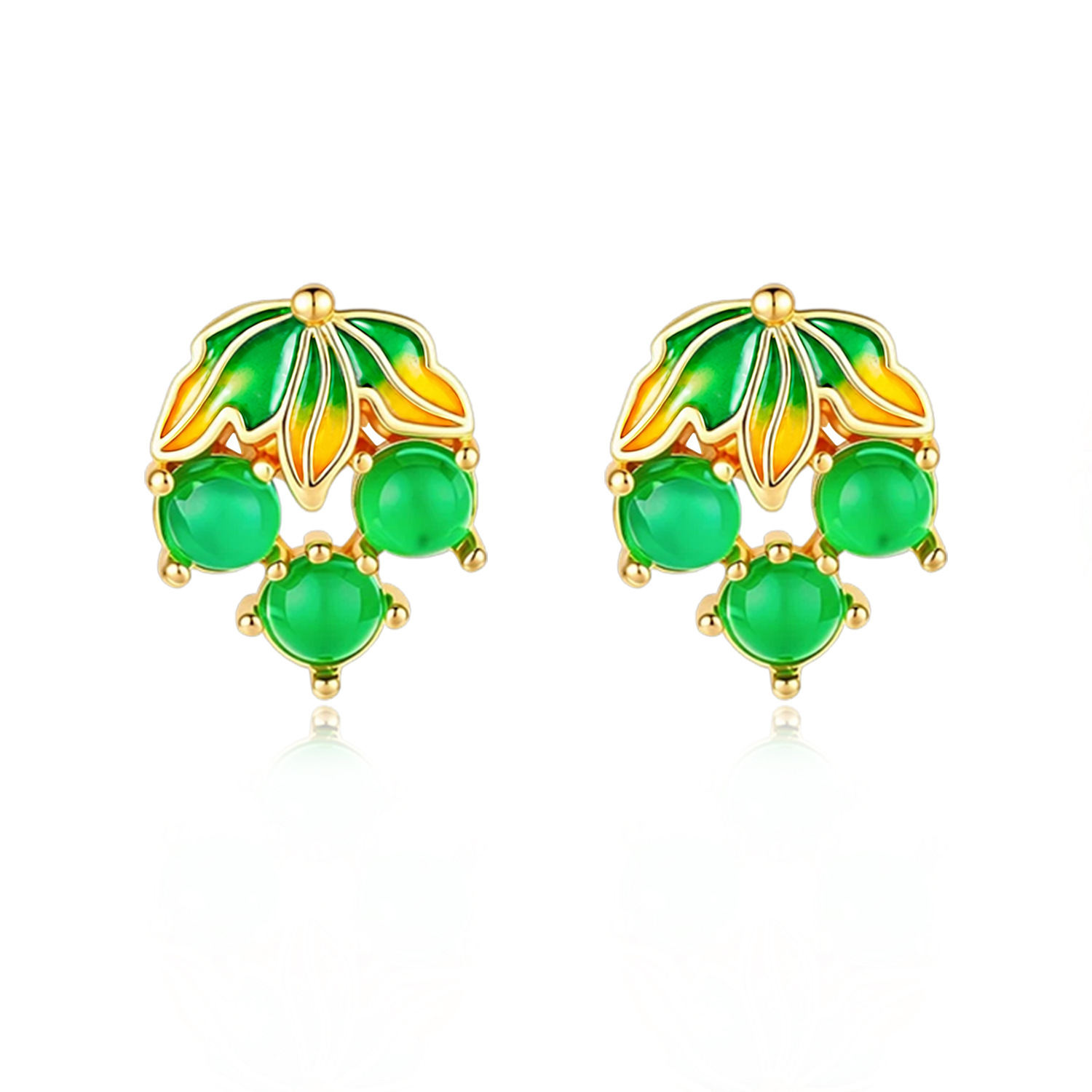 Earrings - Boucles d'oreilles vintage en jadeite birmane