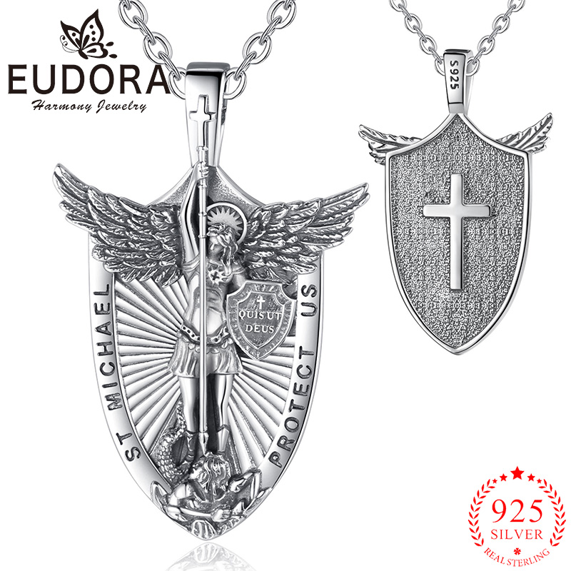 925 Sterling Silver Chain Necklace Men - Eudora 925 argent Sterling saint michael