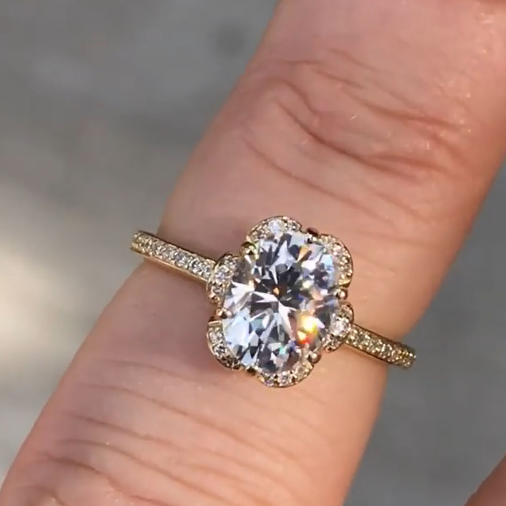 Moissanite Engagement Ring 1 Carat - Bague de fiançailles en or jaune