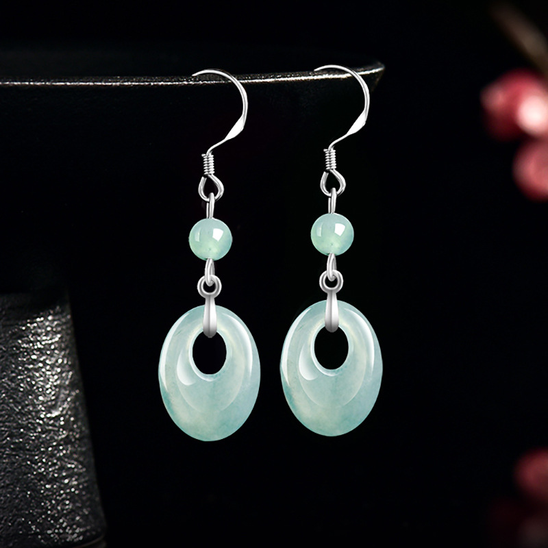 Earrings - Boucles d'oreilles en jadéite du Myanmar,