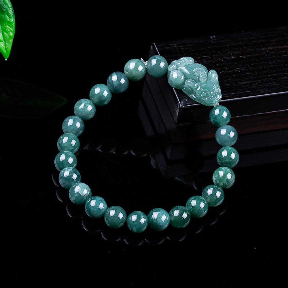 Bracelets - Bracelet Pixiu en jadéite birmane naturelle,