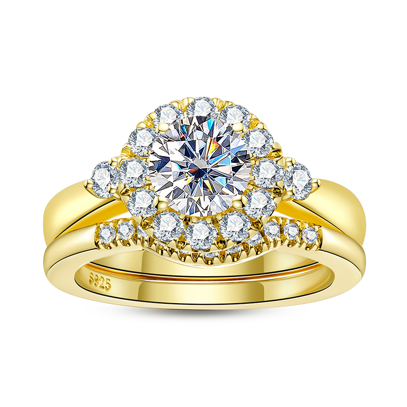 Moissanite Engagement Ring 1 Carat - Ensemble de bagues de fiançailles couleur
