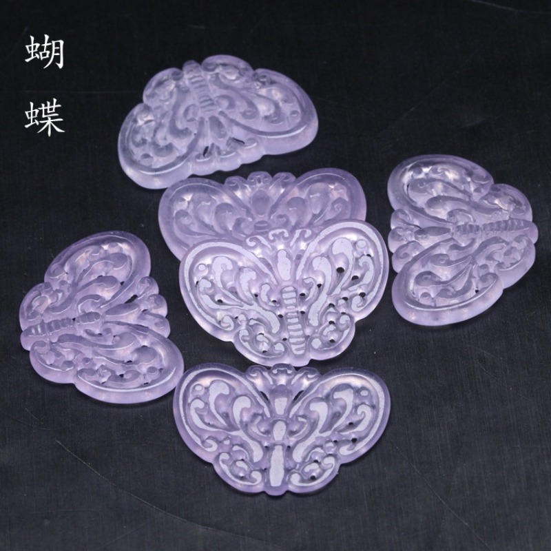 Necklaces - Pendentifs papillon en Jade violet naturel,