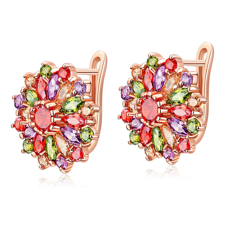 Earrings - Boucles d'oreilles fleur en cristal naturel