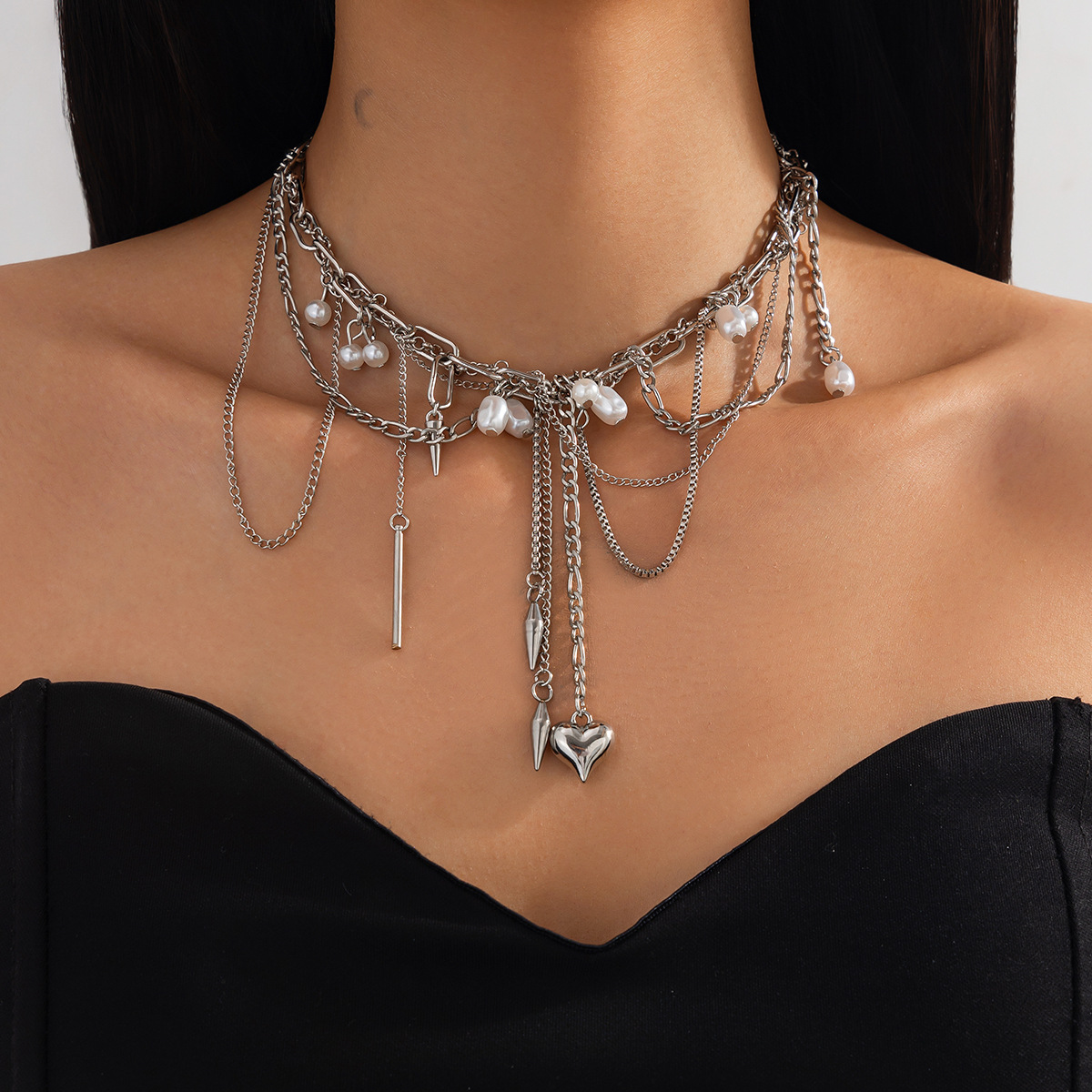 Pearl Choker Necklace Vintage - Colliers vintage en imitation perles irrégulières
