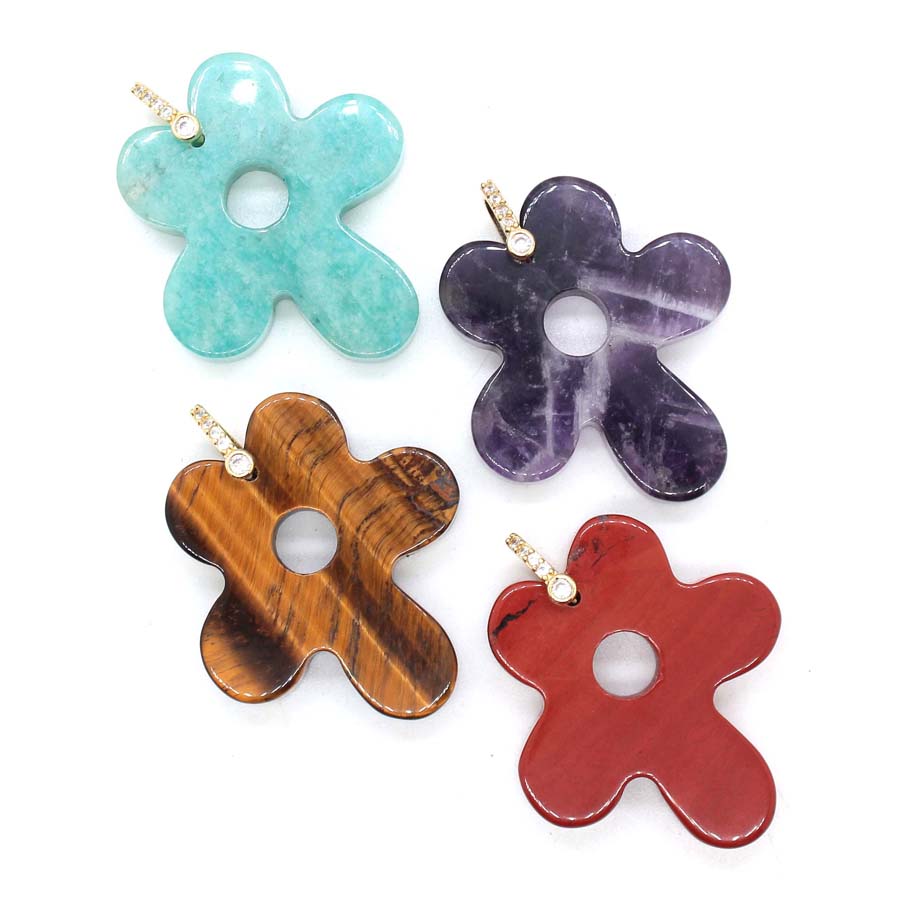Crystal Pendant Necklace Natural Stone - Breloques, pendentifs en pierre de fleur