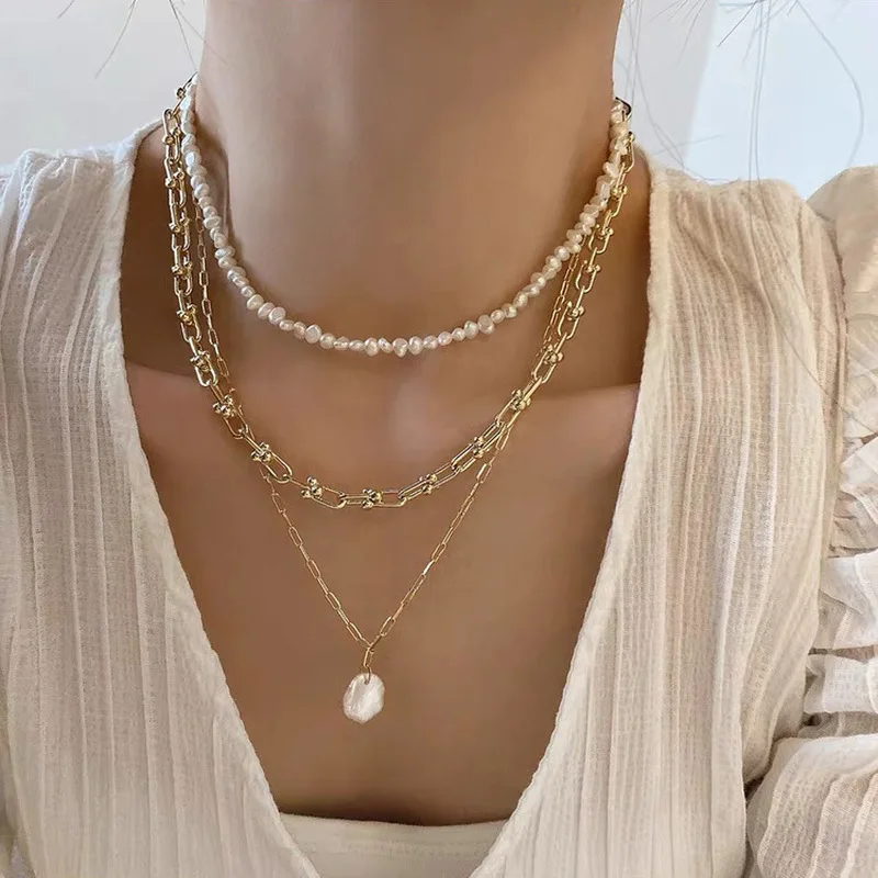 Pearl Choker Necklace Vintage - Colliers pendentifs en perles d'eau douce