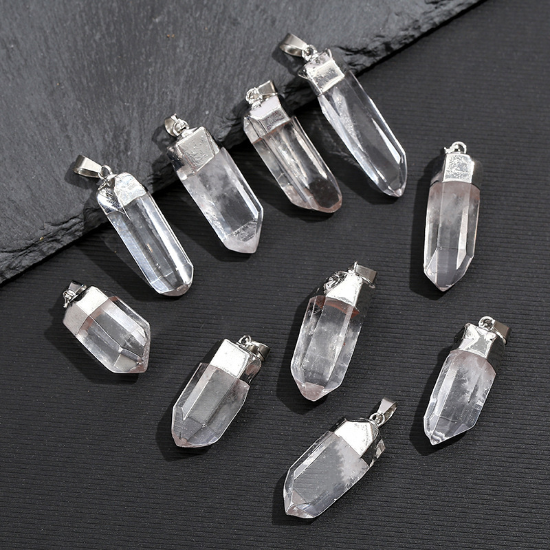 Crystal Pendant Necklace Natural Stone - Pendentif en cristal de quartz naturel