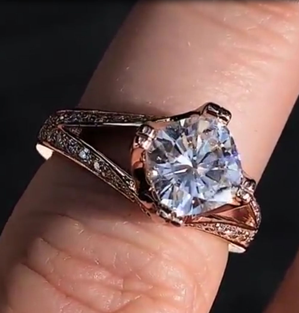 Bague de fiançailles en or Ros - Moissanite Engagement Ring 1 Carat avis et prix