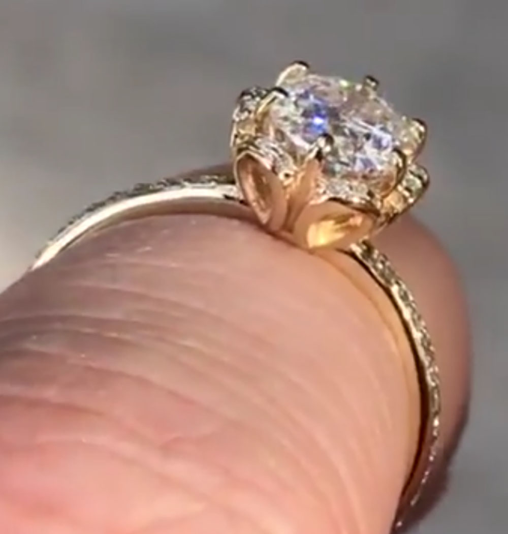 Bague de fiançailles en or jau - Moissanite Engagement Ring 1 Carat avis et prix