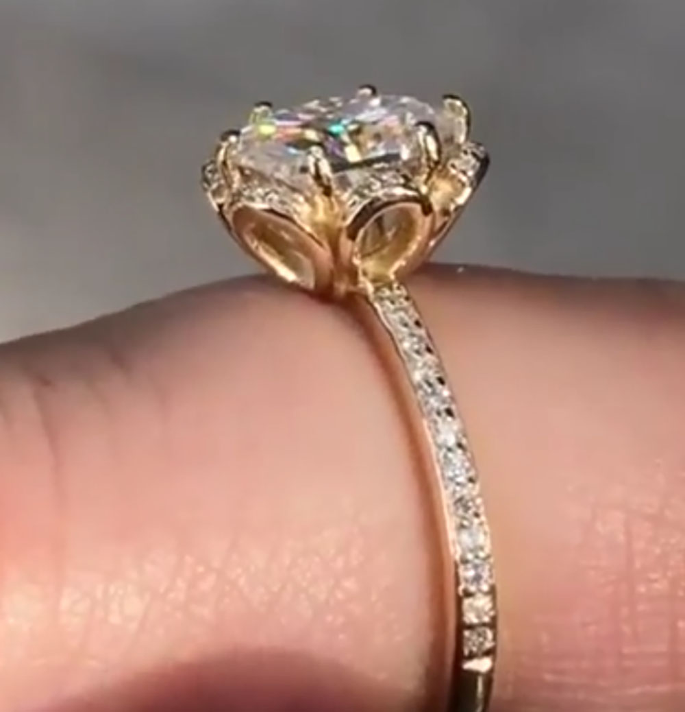 Bague de fiançailles en or jau - Moissanite Engagement Ring 1 Carat avis et prix