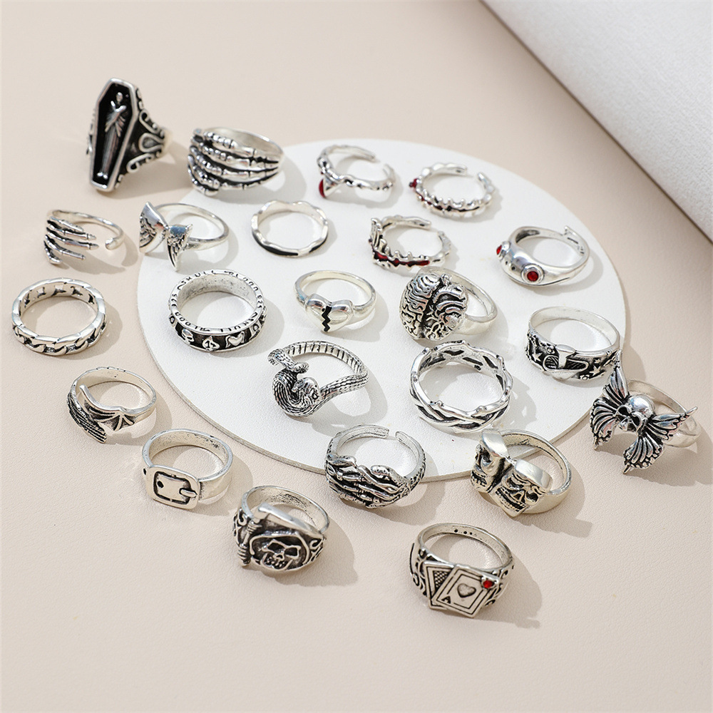 Ensemble de 23 bagues punk géo - Vintage Punk Knuckle Rings Set avis et prix
