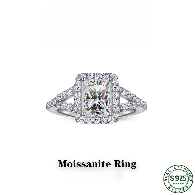 Bague en argent 100 % S925 ave - Moissanite Engagement Ring 1 Carat avis et prix
