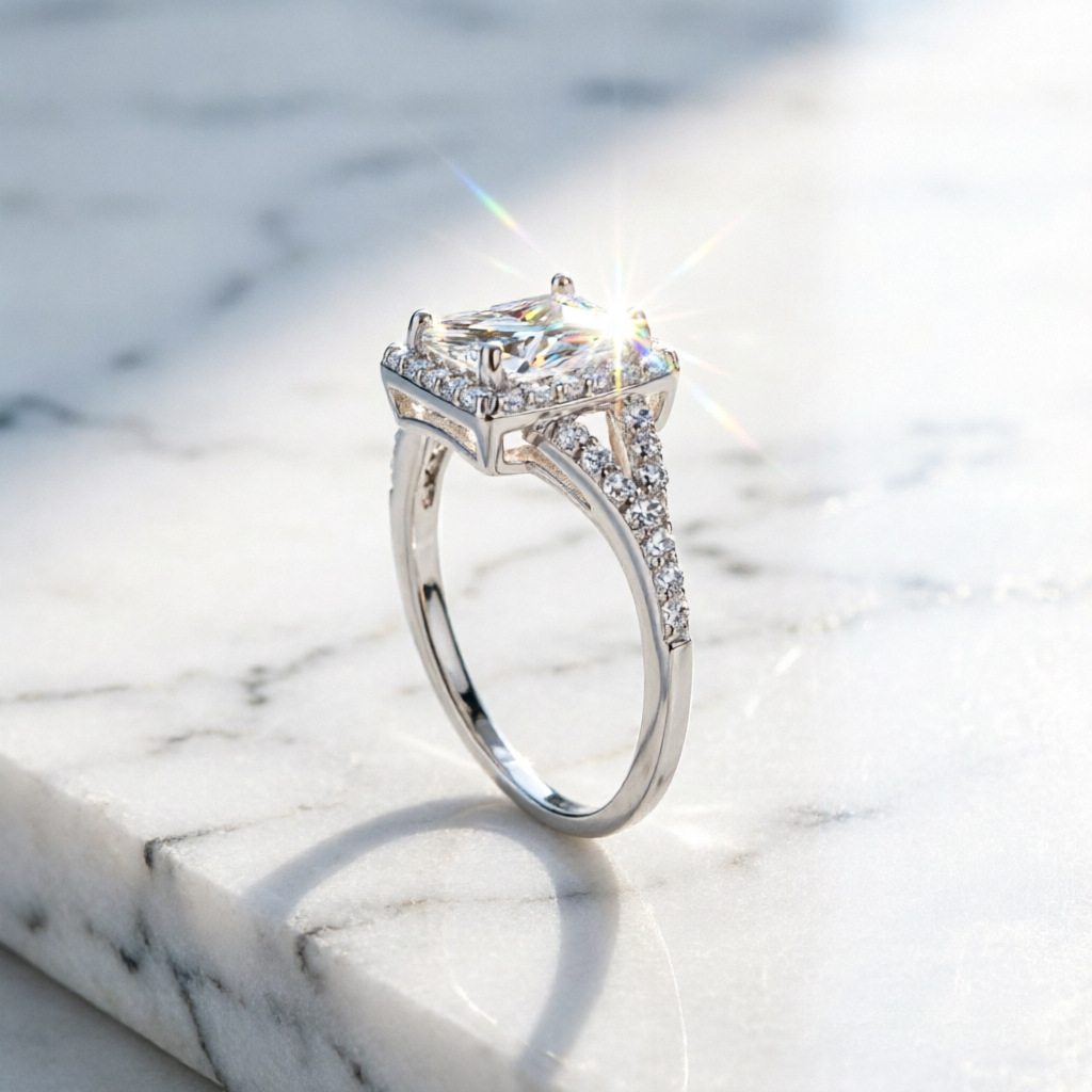 Bague en argent 100 % S925 ave - Moissanite Engagement Ring 1 Carat avis et prix