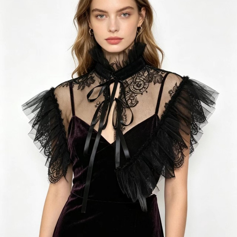 Faux col en dentelle et tulle  - Necklaces avis et prix