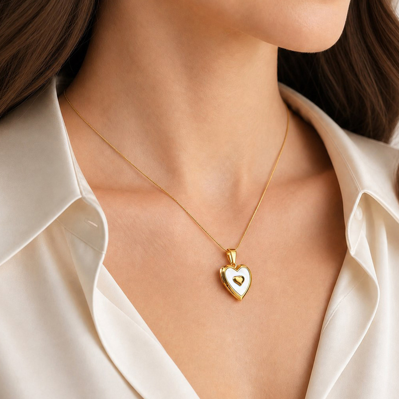 Collier avec pendentif cœur pe - Heart Locket Necklace Photo avis et prix