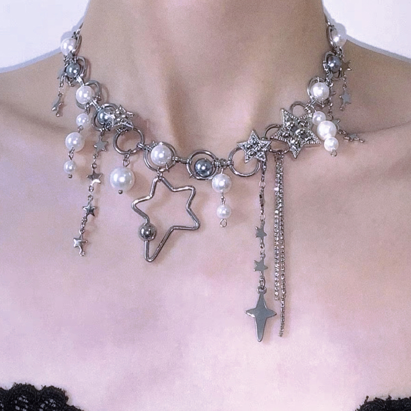 Y2K – colliers en chaînes d'ét - Pearl Choker Necklace Vintage avis et prix
