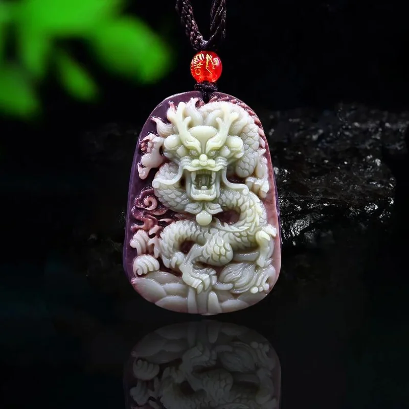 Robe violette Jade Dragon pend - Necklaces avis et prix