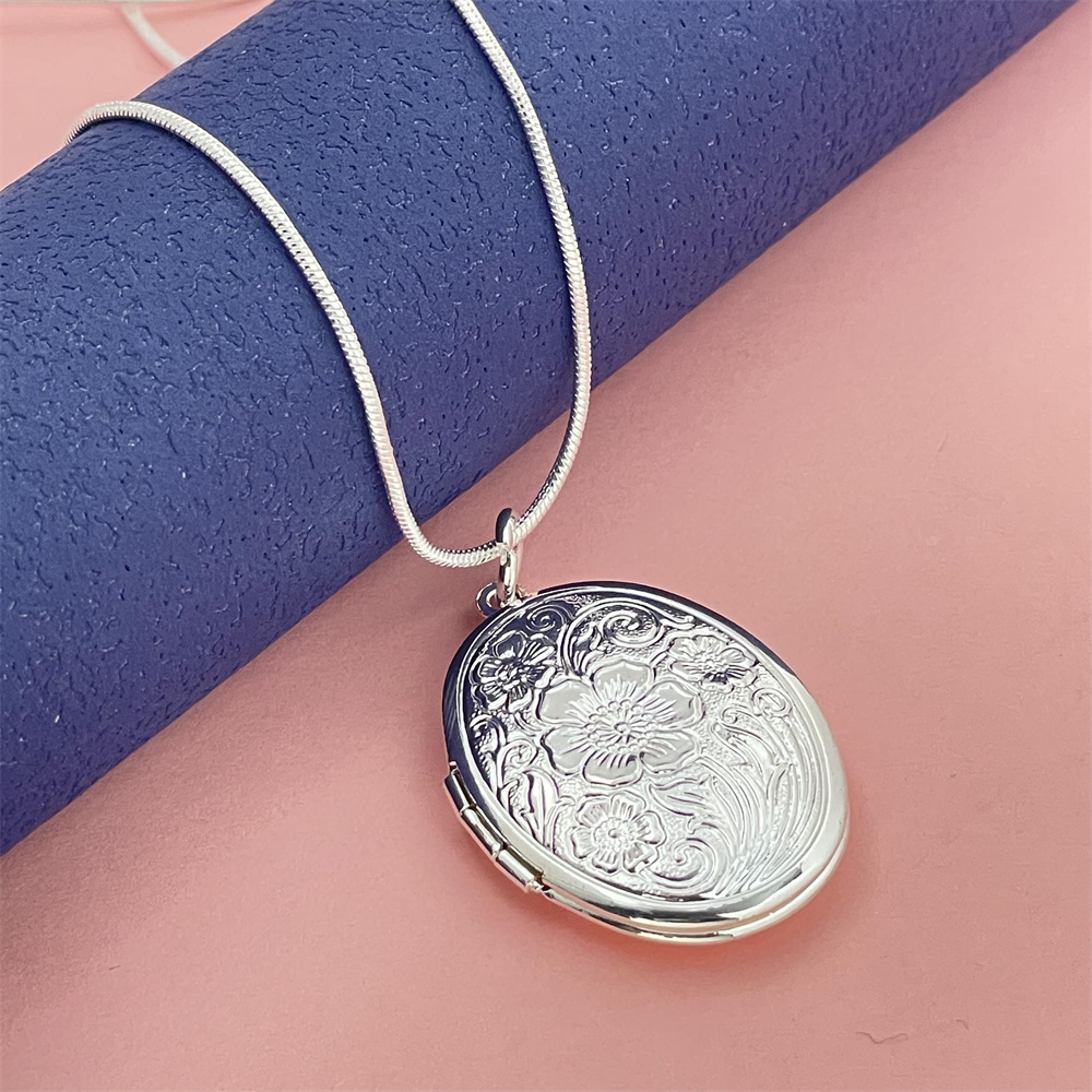 Collier pendentif cadre photo  - 925 Sterling Silver Chain Necklace Men avis et prix