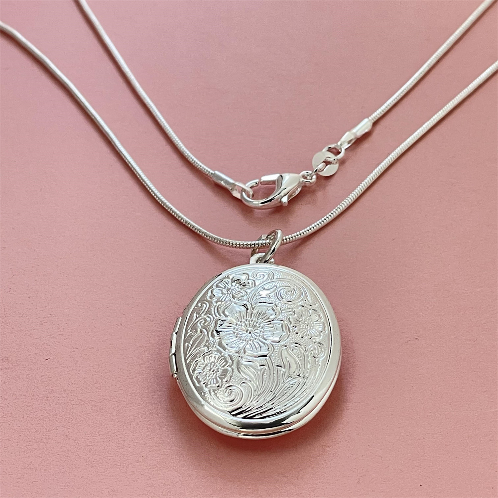 Collier pendentif cadre photo  - 925 Sterling Silver Chain Necklace Men avis et prix
