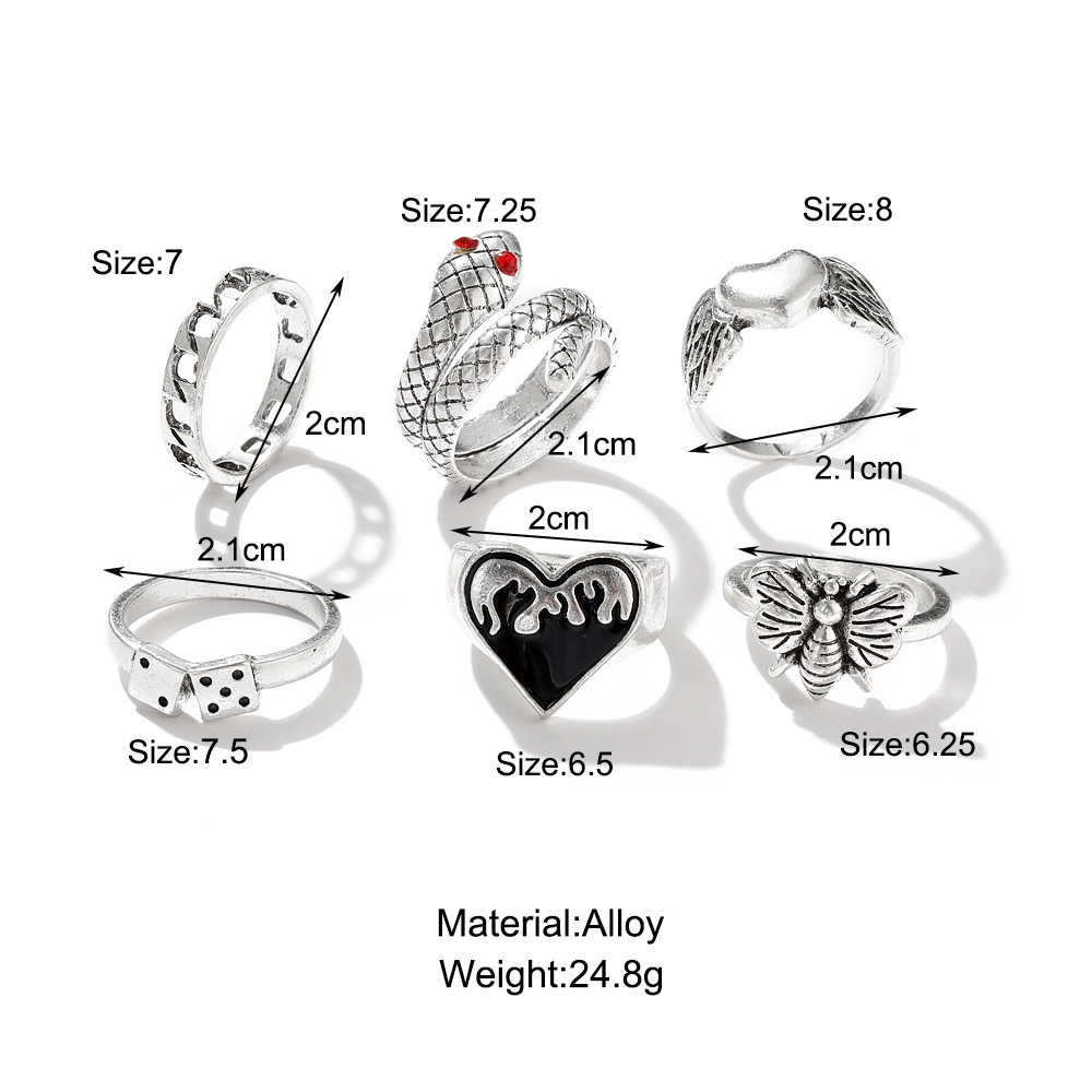 Ensemble de 6 bagues vintage d - Vintage Punk Knuckle Rings Set avis et prix