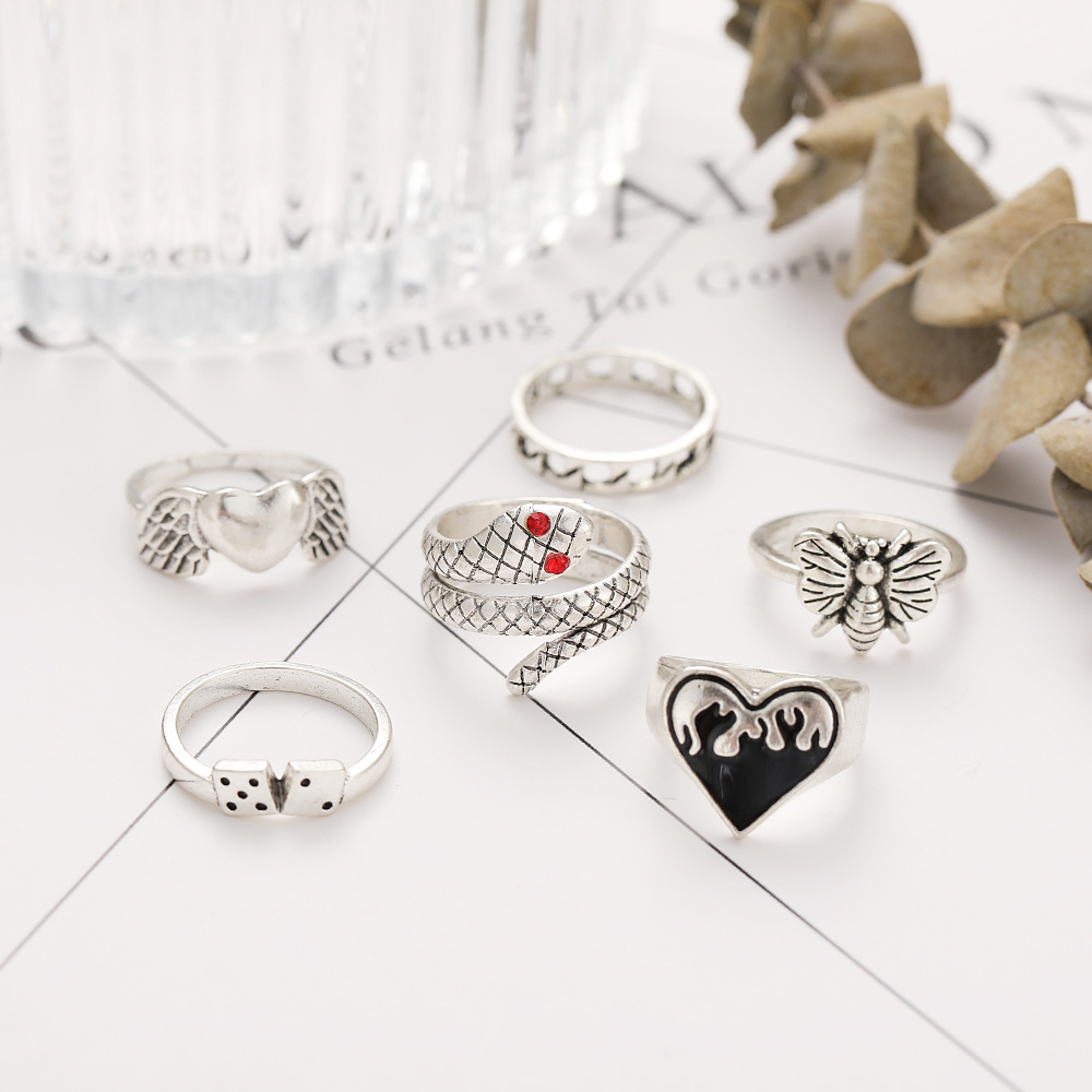 Ensemble de 6 bagues vintage d - Vintage Punk Knuckle Rings Set avis et prix