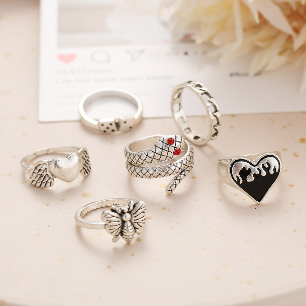 Ensemble de 6 bagues vintage d - Vintage Punk Knuckle Rings Set avis et prix